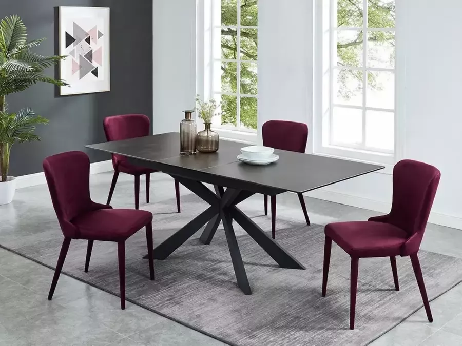 Maison Céphy Uitschuifbare eettafel ALBINA 6 tot 8 personen Keramiek en gehard glas Antraciet L 200 cm x H 76 cm x D 90 cm - Foto 4