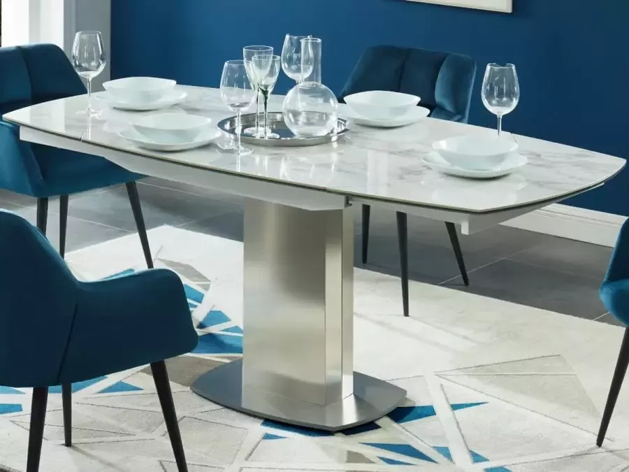 Vente-unique Uitschuifbare eettafel TALICIA 4 tot 6 personen Keramiek en ijzer L 180 cm x H 75 cm x D 90 cm