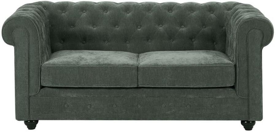 Vente-unique 2-zitsbank in groene stof CHESTERFIELD