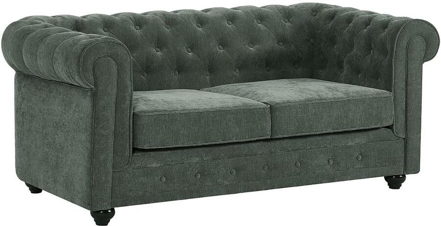 Vente-unique 2-zitsbank in groene stof CHESTERFIELD - Foto 3