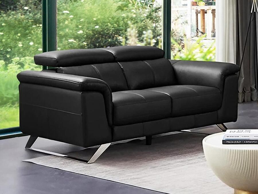 Vente-unique 2 zitsbank van zwarte koeienhuid BREYT II L 170 cm x H 77 cm x D 108 cm - Foto 2