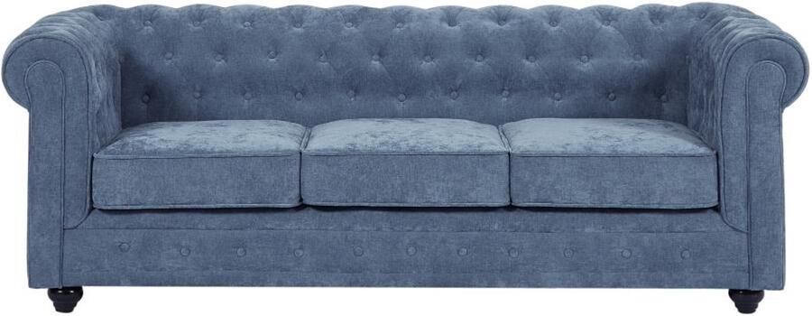Vente-unique 3-zitsbank in blauwe stof CHESTERFIELD