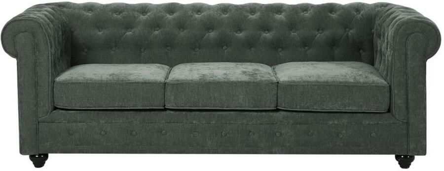 Vente-unique 3-zitsbank in groene stof CHESTERFIELD