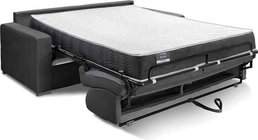 Vente-unique 4-zits slaapbank van fluweel CALITO Antraciet Slaapafm. 160 cm Matras 22 cm met vormgeh. L 214 cm x H 99 cm x D 94 cm