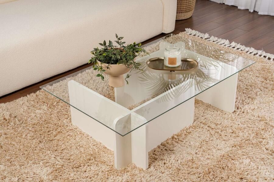 Vente-unique Asir Salontafel 105 x 65 x 30 cm Houten Wit