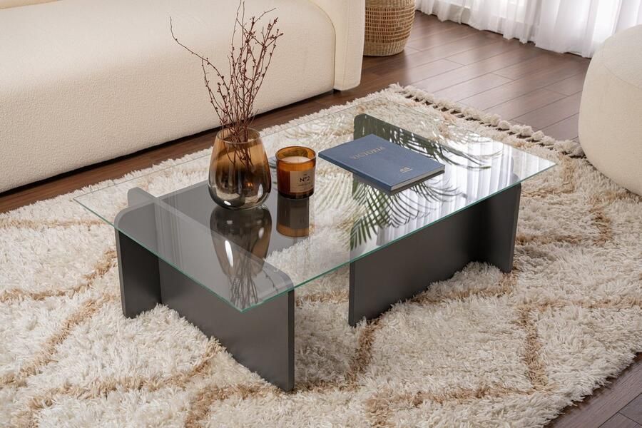 Vente-unique Asir Salontafel Antraciet 105 x 65 x 30 cm