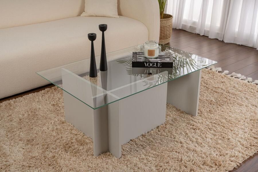 Vente-unique Asir Salontafel 105 x 65 x 40 cm Grijs - Foto 2