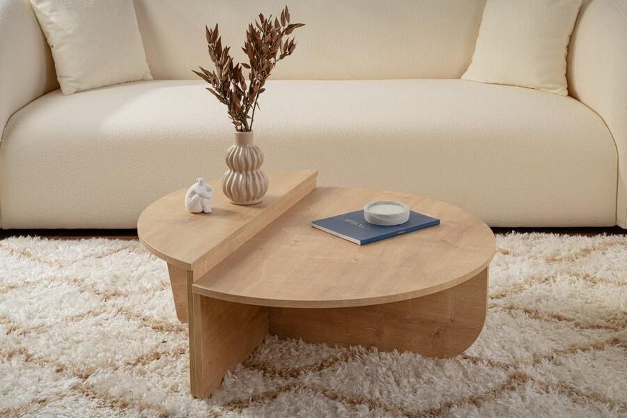 Vente-unique Set van 2 salontafels Honing- ALOEVA L 90 cm x H 30 cm x D 90 cm