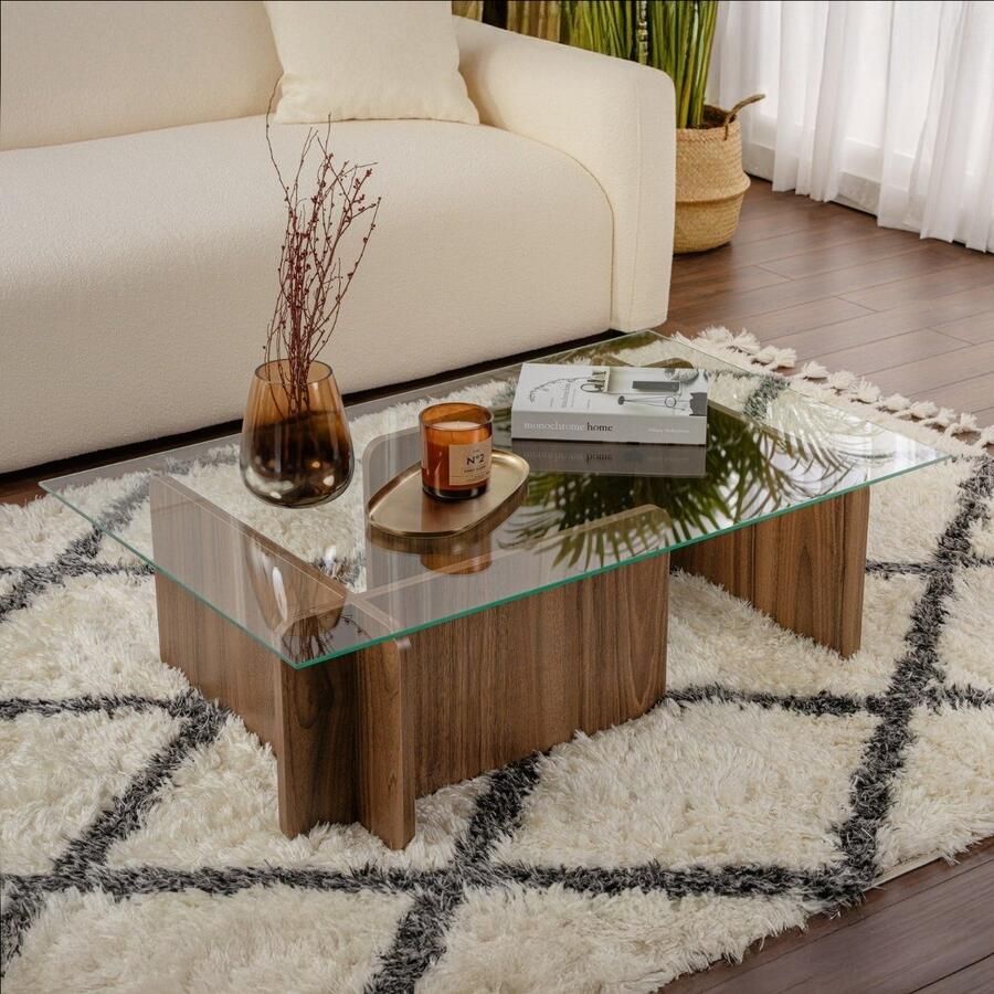 Vente-unique Asir Salontafel Nussbaum 105 x 65 x 30 cm