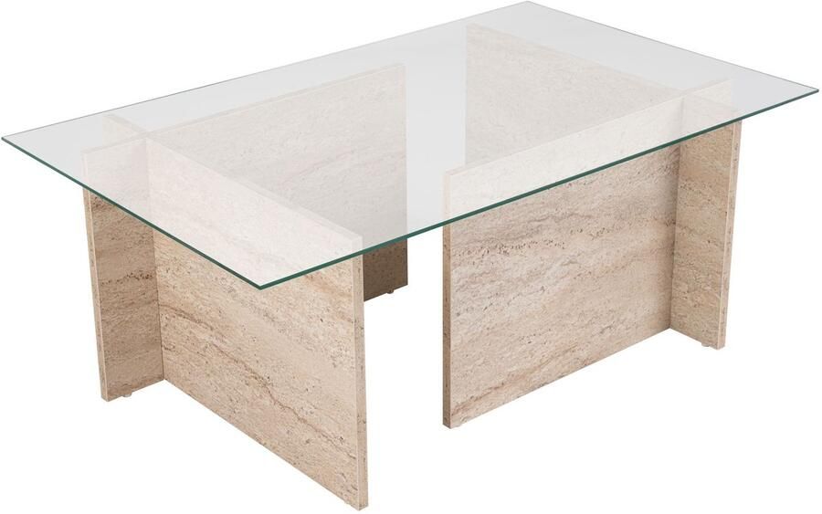 Vente-unique Asir Salontafel Travertijn Marmer 105 x 65 x 40 cm - Foto 2