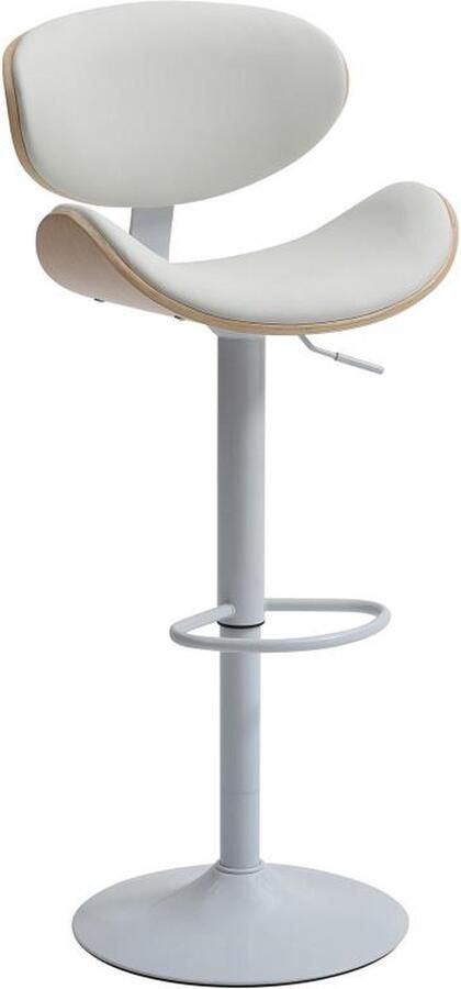 Vente-unique Barkruk van kunstleer en metaal Afstelbare hoogte Licht naturel en wit MONTENEGRO L 49.5 cm x H 111 cm x D 46 cm