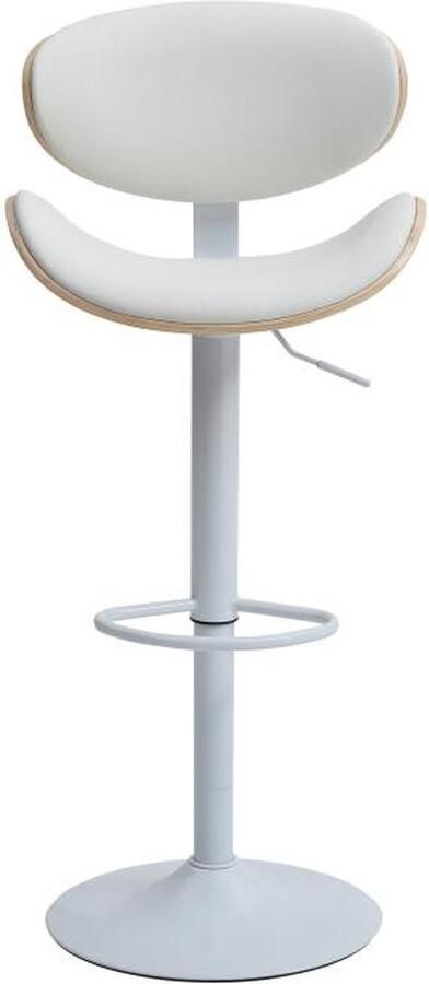 Vente-unique Barkruk van kunstleer en metaal Afstelbare hoogte Licht naturel en wit MONTENEGRO L 49.5 cm x H 111 cm x D 46 cm - Foto 2