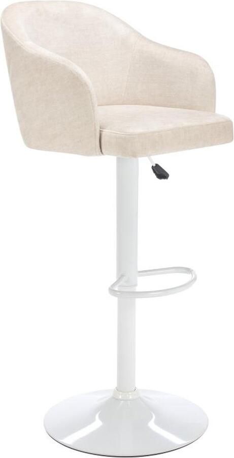 Vente-unique Barkruk van stof en metaal Aanpasbare hoogte Crèmewit en wit CARSTEN L 52 cm x H 113 cm x D 51 cm - Foto 2