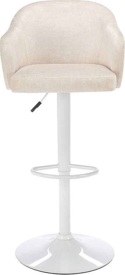 Vente-unique Barkruk van stof en metaal Aanpasbare hoogte Crèmewit en wit CARSTEN L 52 cm x H 113 cm x D 51 cm - Foto 2