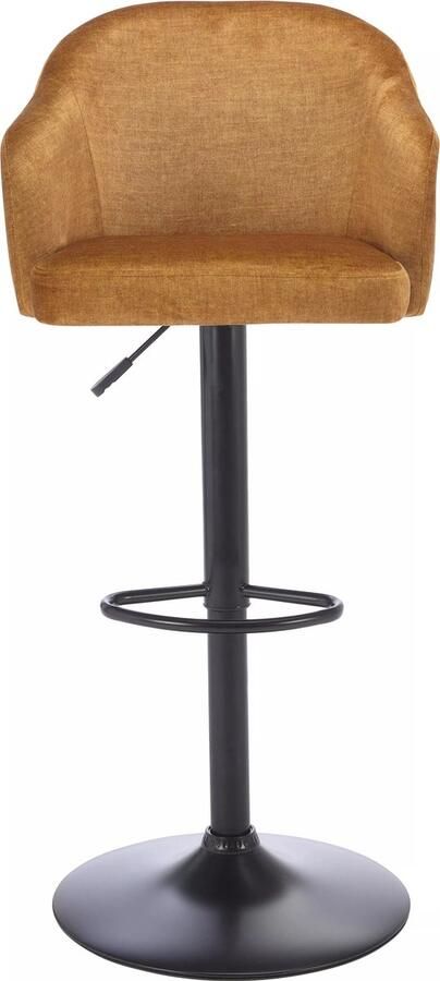 Vente-unique Barkruk van stof en metaal Aanpasbare hoogte Mosterdgeel en zwart CARSTEN L 52 cm x H 113 cm x D 51 cm