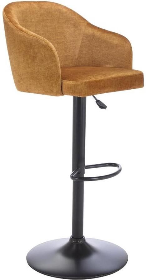 Vente-unique Barkruk van stof en metaal Aanpasbare hoogte Mosterdgeel en zwart CARSTEN L 52 cm x H 113 cm x D 51 cm - Foto 2