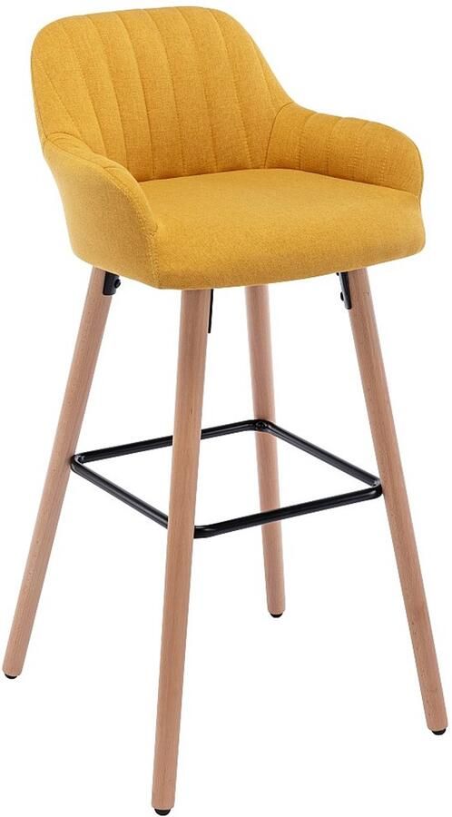 Vente-unique Barkruk van stof met beukenhouten poten Geel ELEANA L 47 cm x H 98 cm x D 52 cm - Foto 3