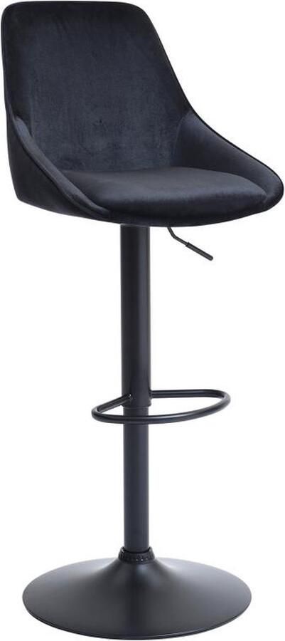 Vente-unique Barkruk van velours en metaal Verstelbare hoogte Zwart MASURIE L 46 cm x H 115 cm x D 53.5 cm