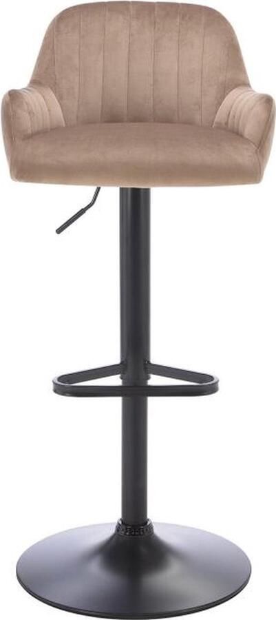 Vente-unique Barkruk van velours en zwart metaal Verstelbare hoogte Beige ELEANA L 47 cm x H 106 cm x D 49 cm
