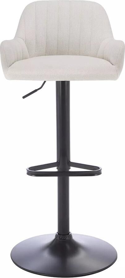 Vente-unique Barkruk van velours en zwart metaal Verstelbare hoogte Crèmewit- ELEANA L 47 cm x H 106 cm x D 49 cm