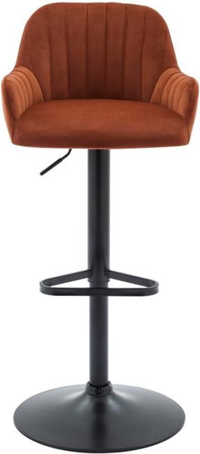 Vente-unique Barkruk van velours en zwart metaal Verstelbare hoogte Terracotta ELEANA L 47 cm x H 106 cm x D 49 cm - Foto 2