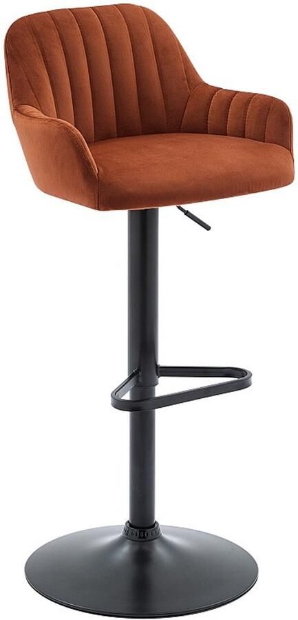 Vente-unique Barkruk van velours en zwart metaal Verstelbare hoogte Terracotta ELEANA L 47 cm x H 106 cm x D 49 cm - Foto 2