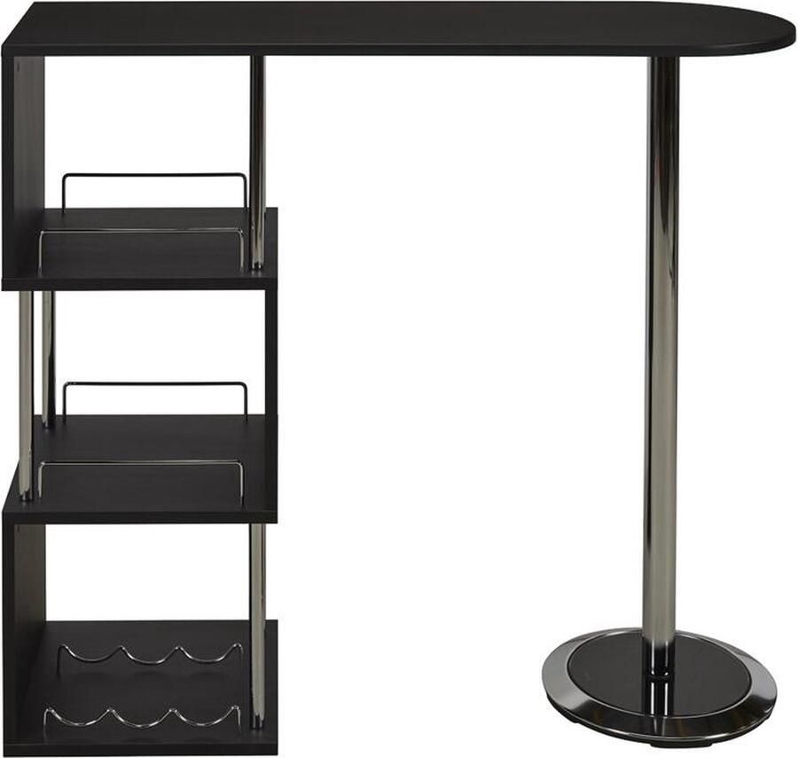 Vente-unique Barmeubel ALISETO MDF en verchoomd metaal Zwart L 120 cm x H 104 cm x D 40 cm