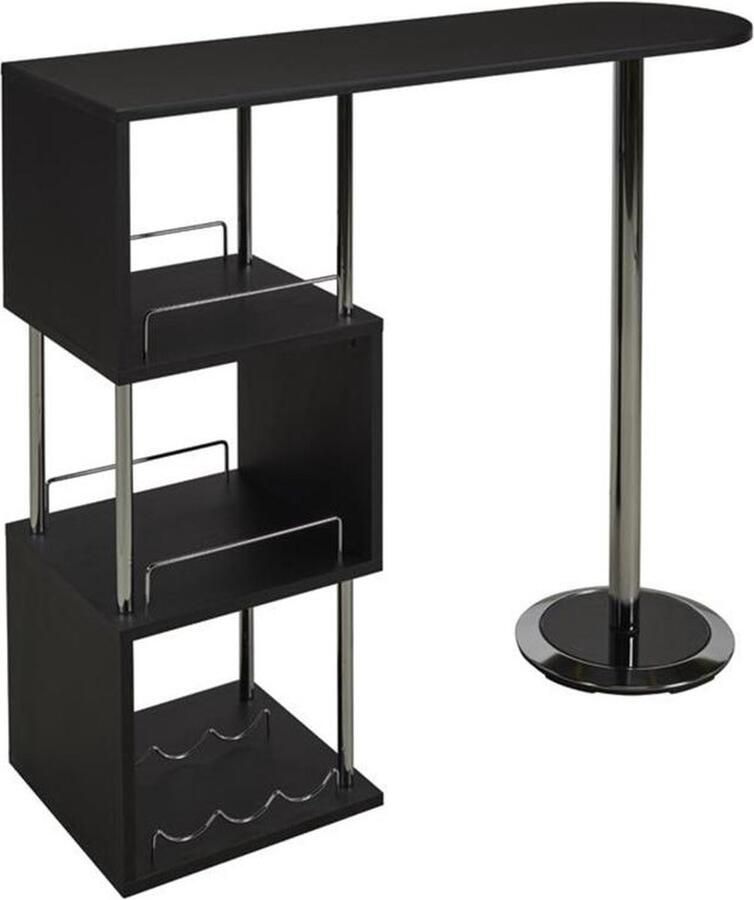 Vente-unique Barmeubel ALISETO MDF en verchoomd metaal Zwart L 120 cm x H 104 cm x D 40 cm - Foto 3