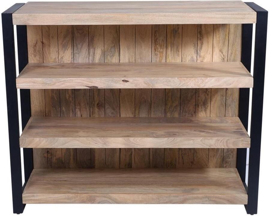 Vente-unique Barmeubel met 3 planken van mangohout en metaal Naturel en zwart HARLEM II L 120 cm x H 100 cm x D 45 cm - Foto 2