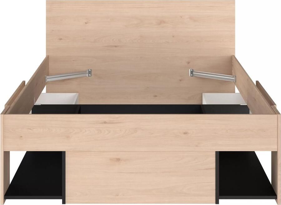 Vente-unique Bed 120 x 190 200 cm met opbergruimte naturel en zwart KINSELIA L 124 cm x H 76 cm x D 203.4 cm - Foto 2