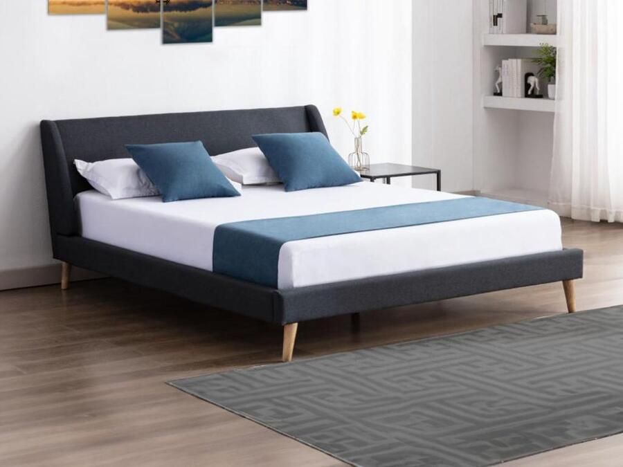Vente-unique Bed 160 x 200 cm Stof Antraciet BENEDICTE L 172 cm x H 87 cm x D 211 cm