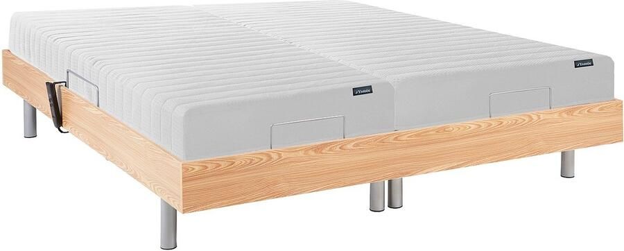 Vente-unique Elektrisch relaxbed met latex matras 2 x 70 x 190 cm Licht naturel ETHER van DREAMEA L 190 cm x H 35 cm x D 140 cm - Foto 3