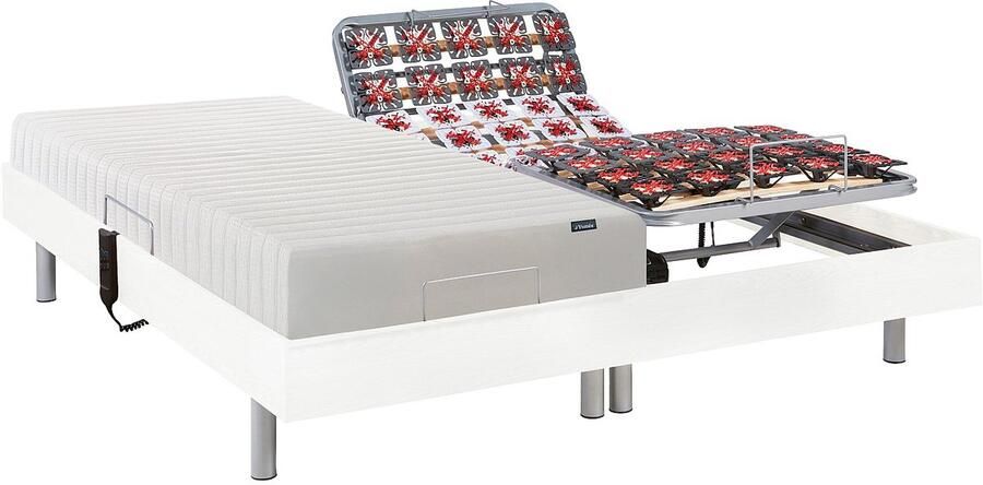 Vente-unique Elektrisch relaxbed met latex matras 2 x 90 x 100 cm Wit ETHER van DREAMEA L 200 cm x H 35 cm x D 180 cm - Foto 2