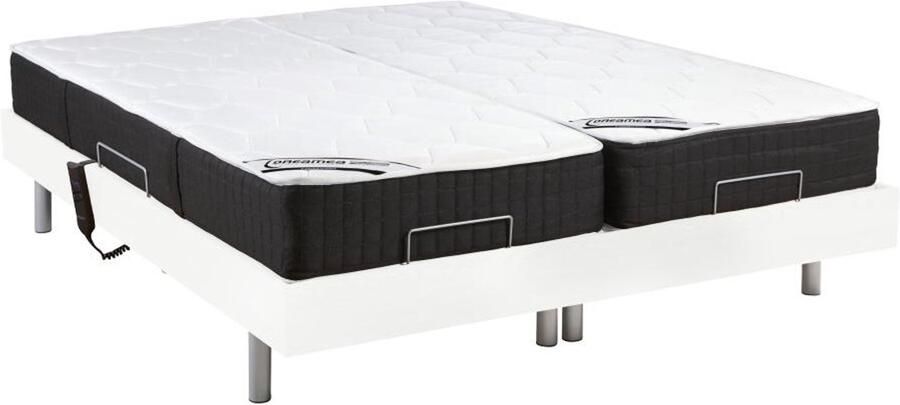 Vente-unique Elektrisch relaxbed met pocketveren en vormgeheugenmatras PHANES van DREAMEA OKIN motoren Wit 2 x 80 x 200 cm L 200 cm x H 35 cm x D 160 cm