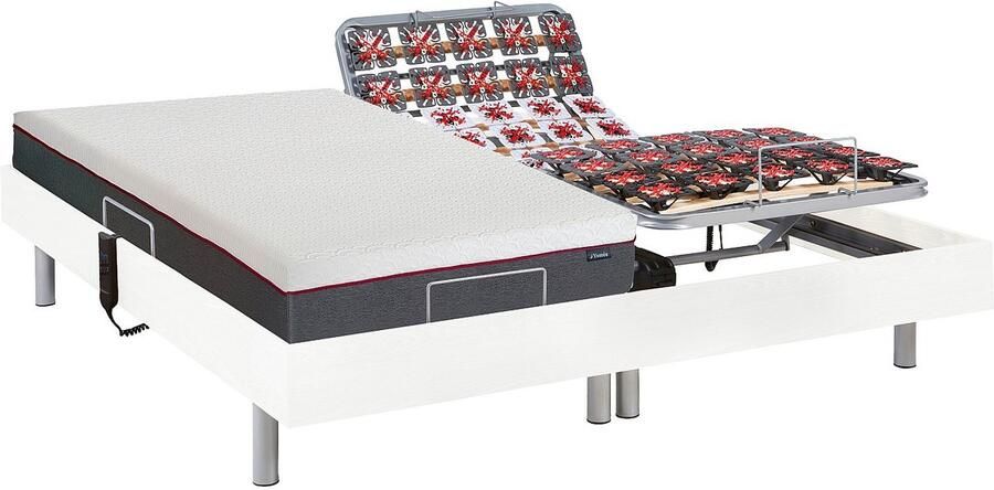 Vente-unique Elektrisch relaxbed met matras met vormgeheugen ATRIDE van DREAMEA OKIN-motoren Wit 2 x 90 x 200 cm L 200 cm x H 35 cm x D 180 cm - Foto 4