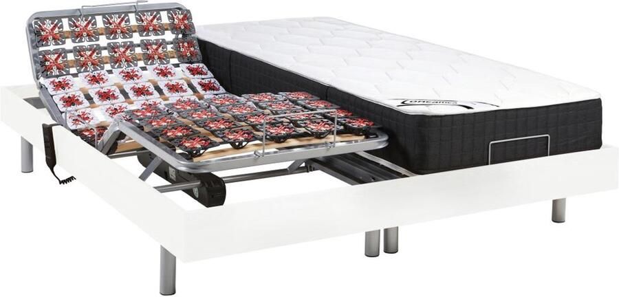 Vente-unique Elektrisch relaxbed met pocketveren en vormgeheugenmatras PHANES van DREAMEA OKIN motoren Wit 2 x 80 x 200 cm L 200 cm x H 35 cm x D 160 cm - Foto 2