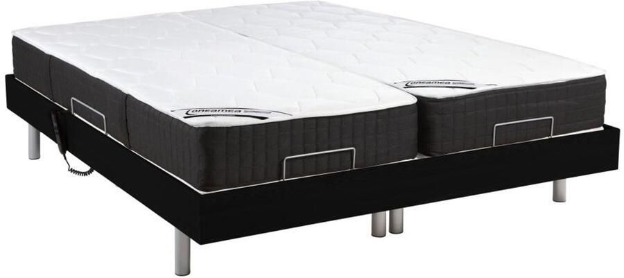 Vente-unique Elektrisch relaxbed met pocketveren en vormgeheugenmatras PHANES van DREAMEA OKIN motoren Zwart 2 x 80 x 200 cm L 200 cm x H 35 cm x D 160 cm - Foto 6