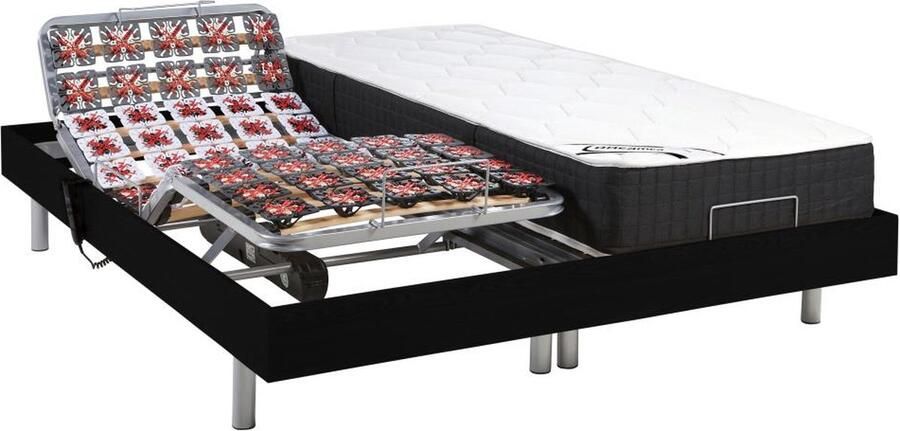 Vente-unique Elektrisch relaxbed met pocketveren en vormgeheugenmatras PHANES van DREAMEA OKIN motoren Zwart 2 x 80 x 200 cm L 200 cm x H 35 cm x D 160 cm - Foto 4