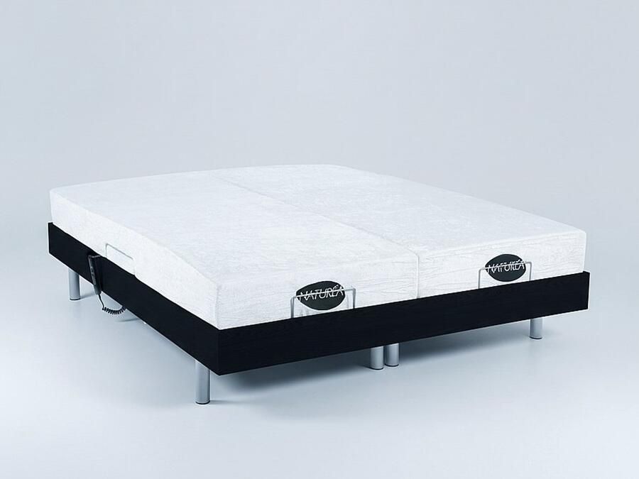 Vente-unique Elektrisch bed bedbodem en matras met vormgeheugen en bamboe LYSIS III van NATUREA motoren OKIN 2 x 90 x 200 cm zwart L 200 cm x H 35 cm x D 180 cm - Foto 3