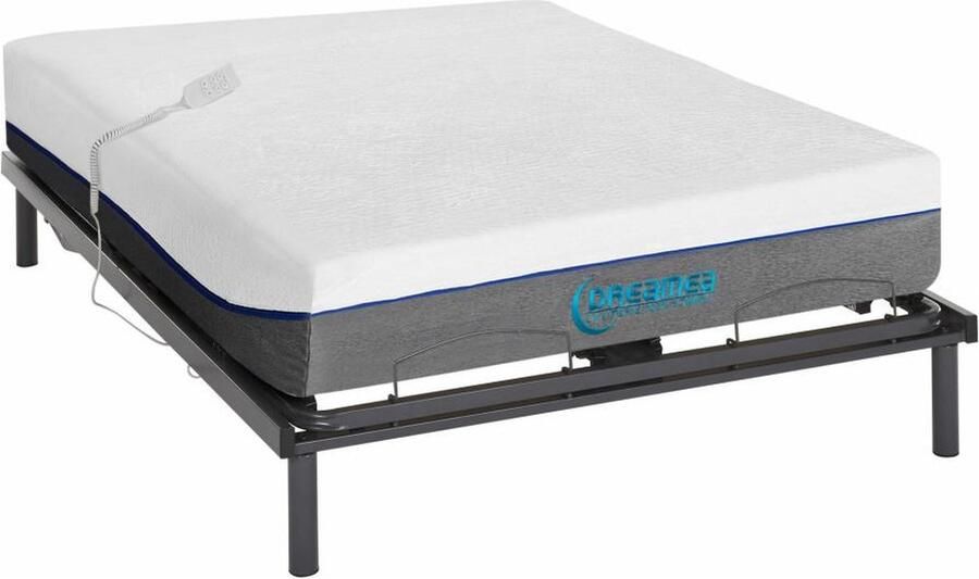Vente-unique Elektrische bed bedbodem en matras met vormgeheugen JIMBARAN II van DREAMEA motor OKIN 140 x 200 cm L 200 cm x H 20 cm x D 140 cm - Foto 4