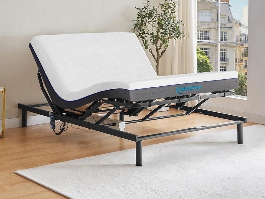 Vente-unique Elektrische bed bedbodem en matras met vormgeheugen JIMBARAN II van DREAMEA motor OKIN 140 x 200 cm L 200 cm x H 20 cm x D 140 cm - Foto 2