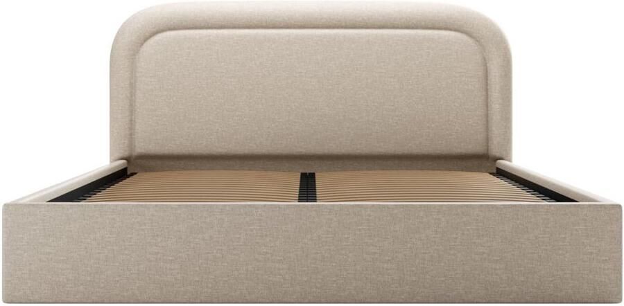 Vente-unique Bed met opbergruimte 180 x 200 cm Gevlamde stof Beige FIREZA L 192 cm x H 90 cm x D 215 cm