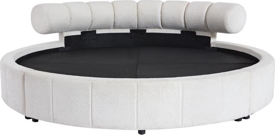 Vente-unique Rond bed 220 x 220 cm Boucléstof Wit ROGILA L 245 cm x H 81 cm x D 255 cm
