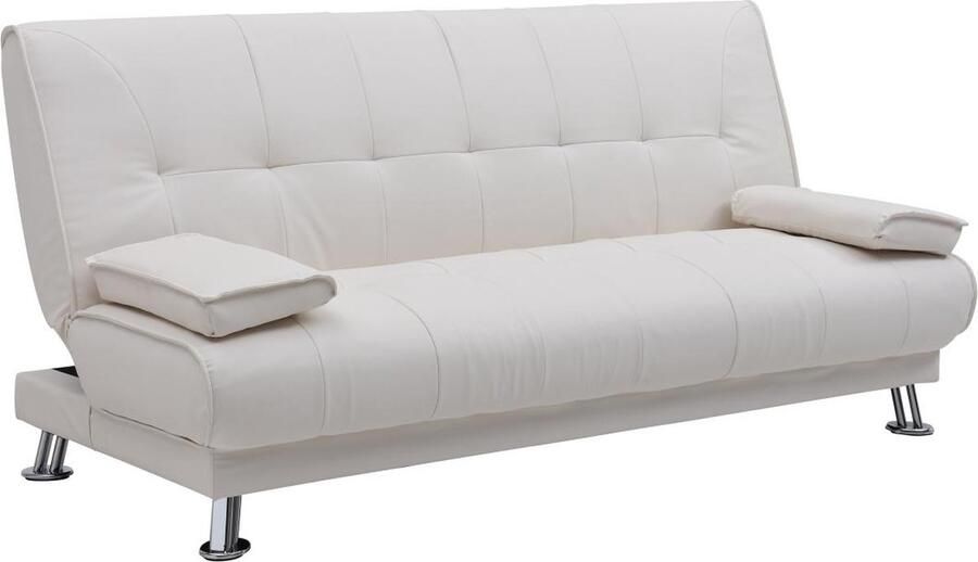 Vente-unique Bedbank MAXIME van kunstleer wit L 192 cm x H 91 cm x D 91 cm