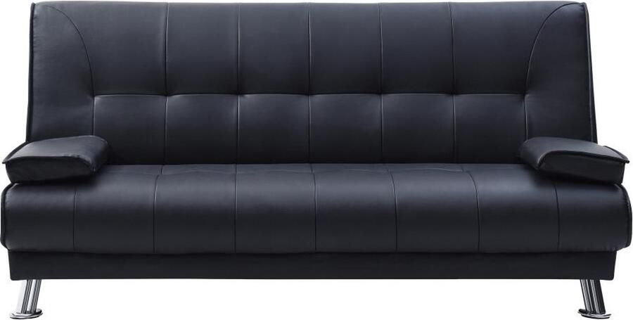 Vente-unique Bedbank MAXIME van kunstleer zwart L 192 cm x H 91 cm x D 91 cm