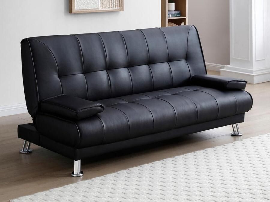 Vente-unique Bedbank MAXIME van kunstleer zwart L 192 cm x H 91 cm x D 91 cm - Foto 2