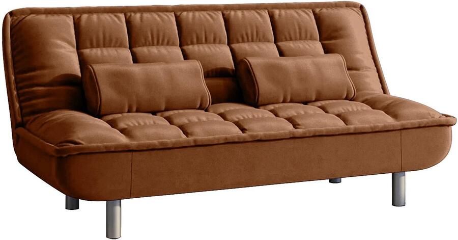 Vente-unique Bedbank MISHAN van stof Karamel bruin L 190 cm x H 89 cm x D 96 cm - Foto 4