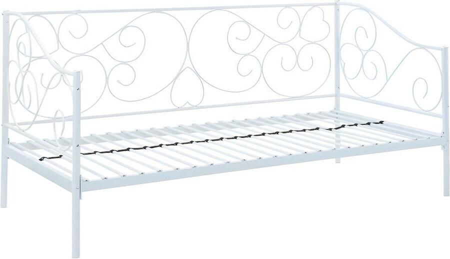 Vente-unique Bedbank VIVIAN 90 x 200 cm Wit L 207 cm x H 95 cm x D 96 cm