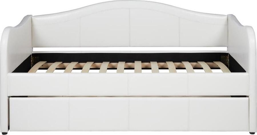 Vente-unique Bedbank met uitschuifbed MATHILDE 2 x 90 x 190cm Kunstleer Wit L 203 cm x H 99 cm x D 101 cm - Foto 4