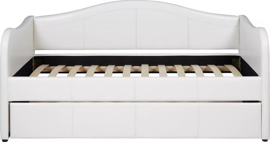 Vente-unique Bedbank met uitschuifbed MATHILDE 2 x 90 x 190cm Kunstleer Wit L 203 cm x H 99 cm x D 101 cm - Foto 3